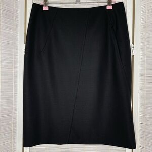 Akris Punto Charcoal Black Asymmetrical Seam Skirt Size 6